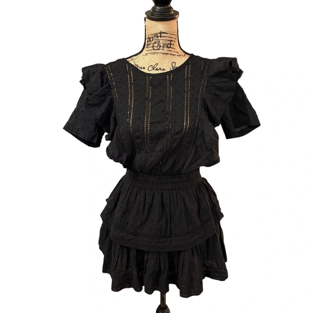 LoveShackFancy Natasha Heritage Mini Dress Cotton Ruffle Eyelet Size Medium - Picture 2 of 9